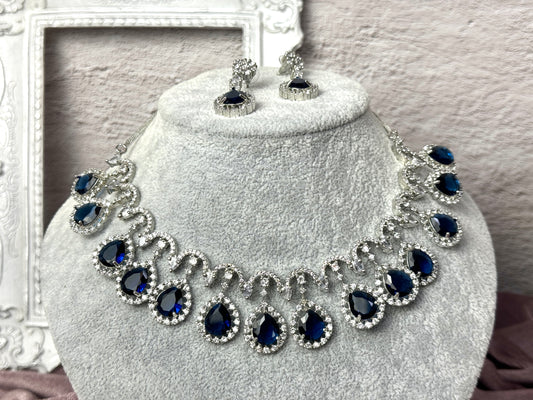 Navy Blue Jewel Set Diamond Glaze 1007