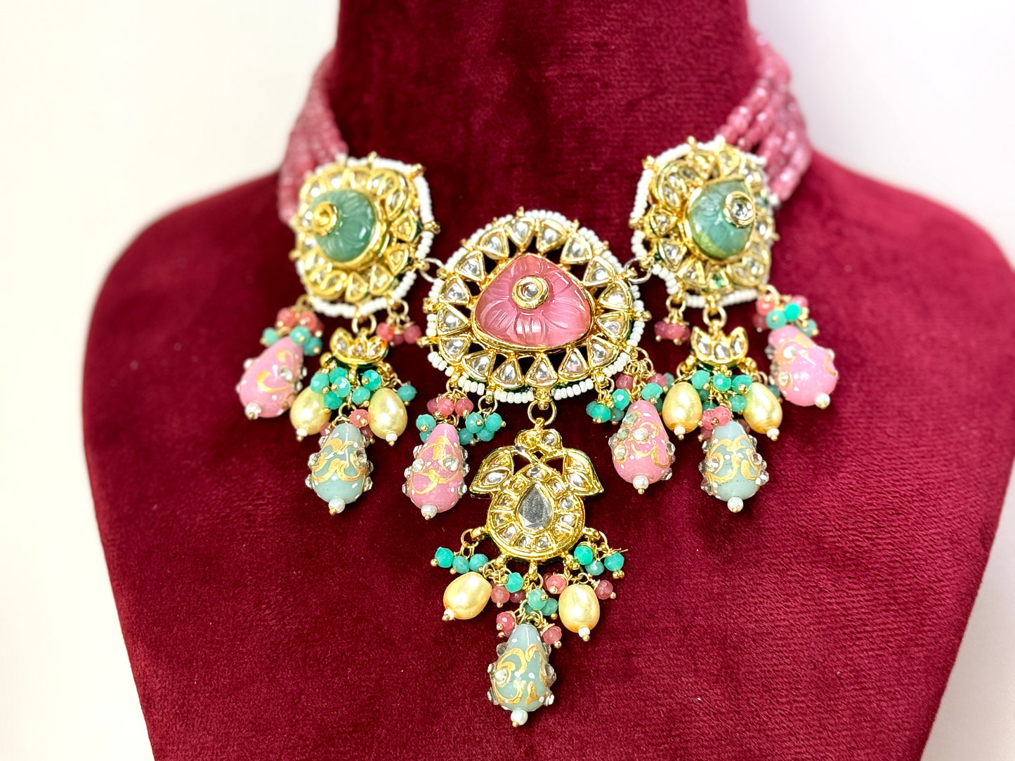 Pink Green Statement Set- Radiance