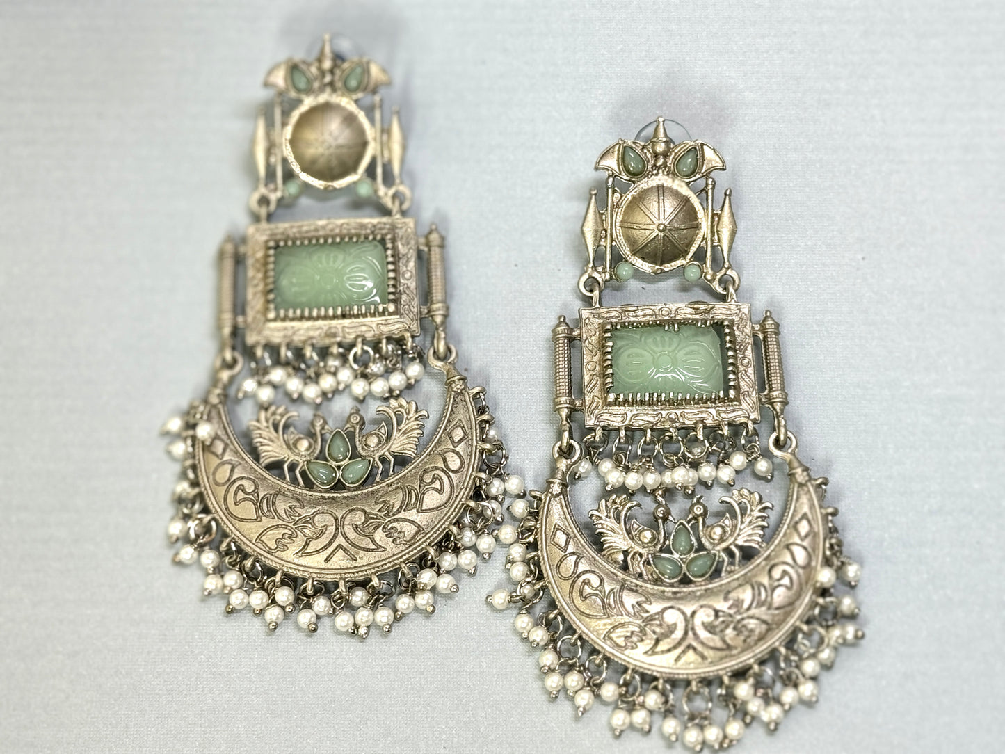 Light Green Silver Chandbalis- Lux