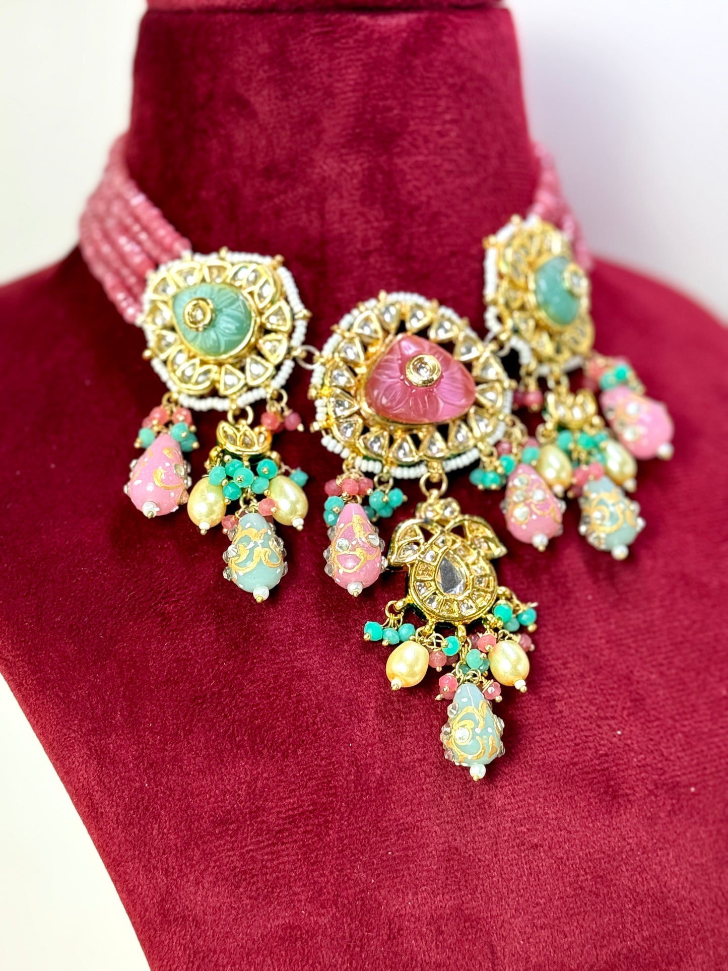 Pink Green Statement Set- Radiance