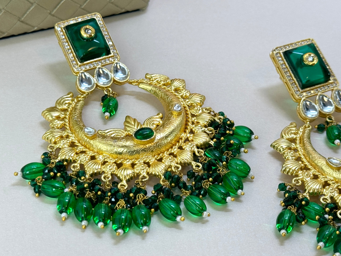 Green Gold Earrings- Lux