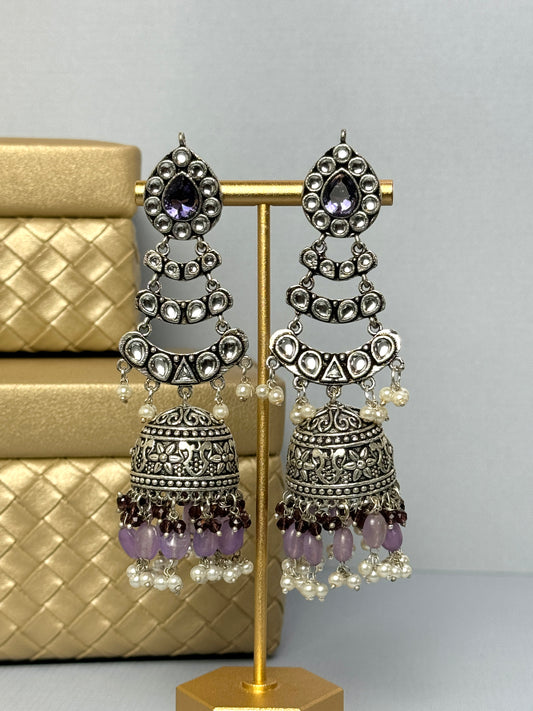 Purple Oxi Jhumkas- Lux