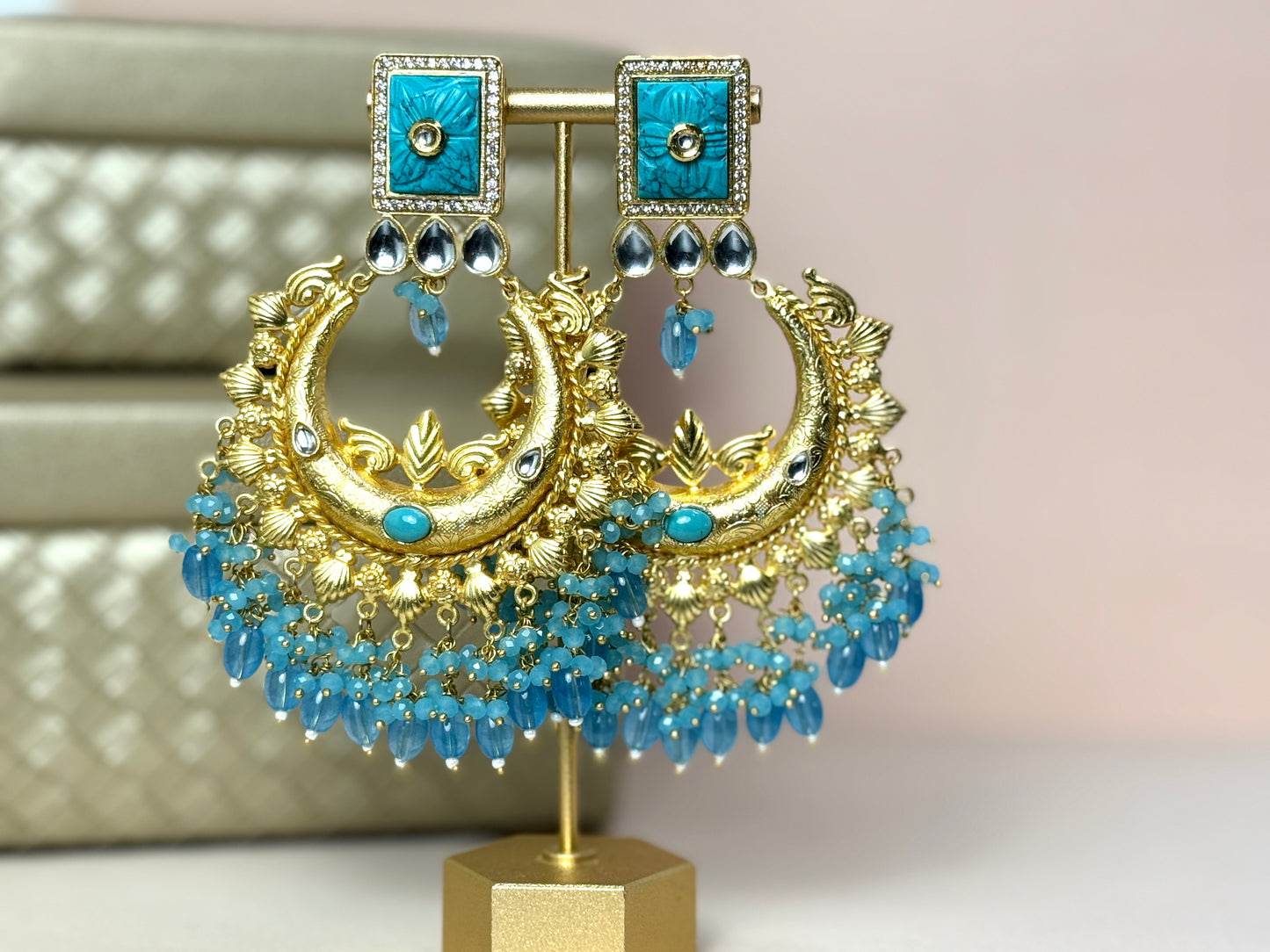 Blue Gold Earrings- Lux