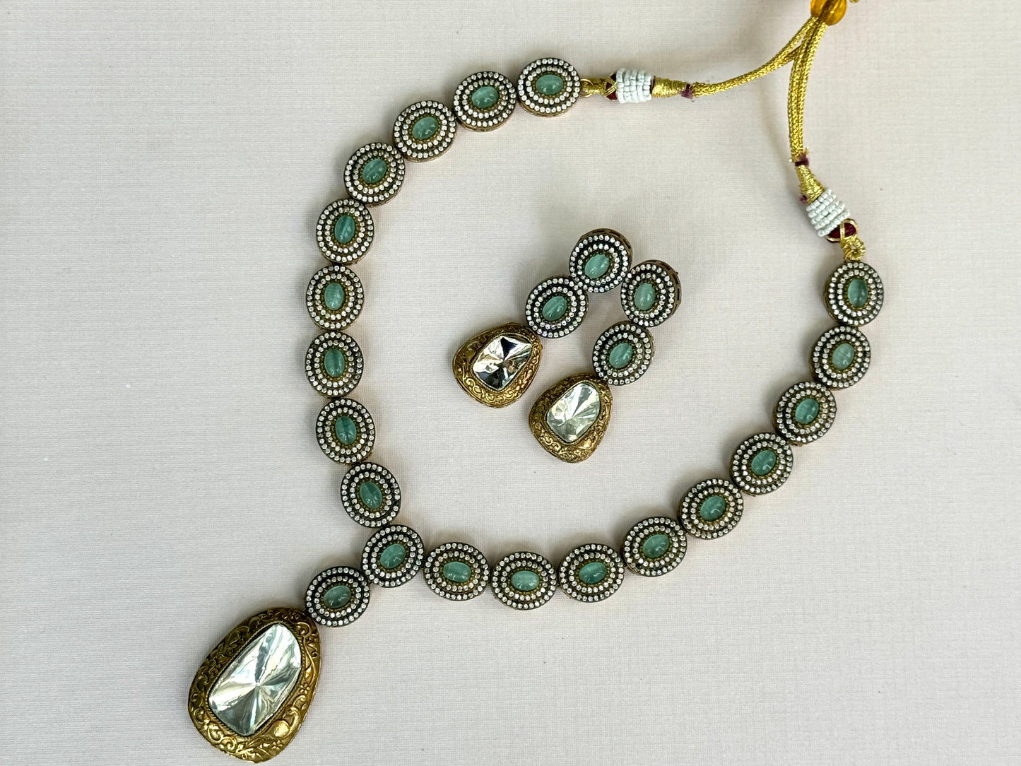 Mint green and gold Long Set- Radiance