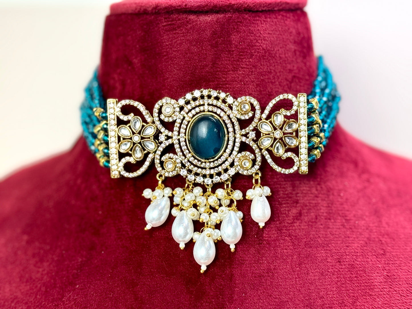 Teal Kundan Choker- Radiance