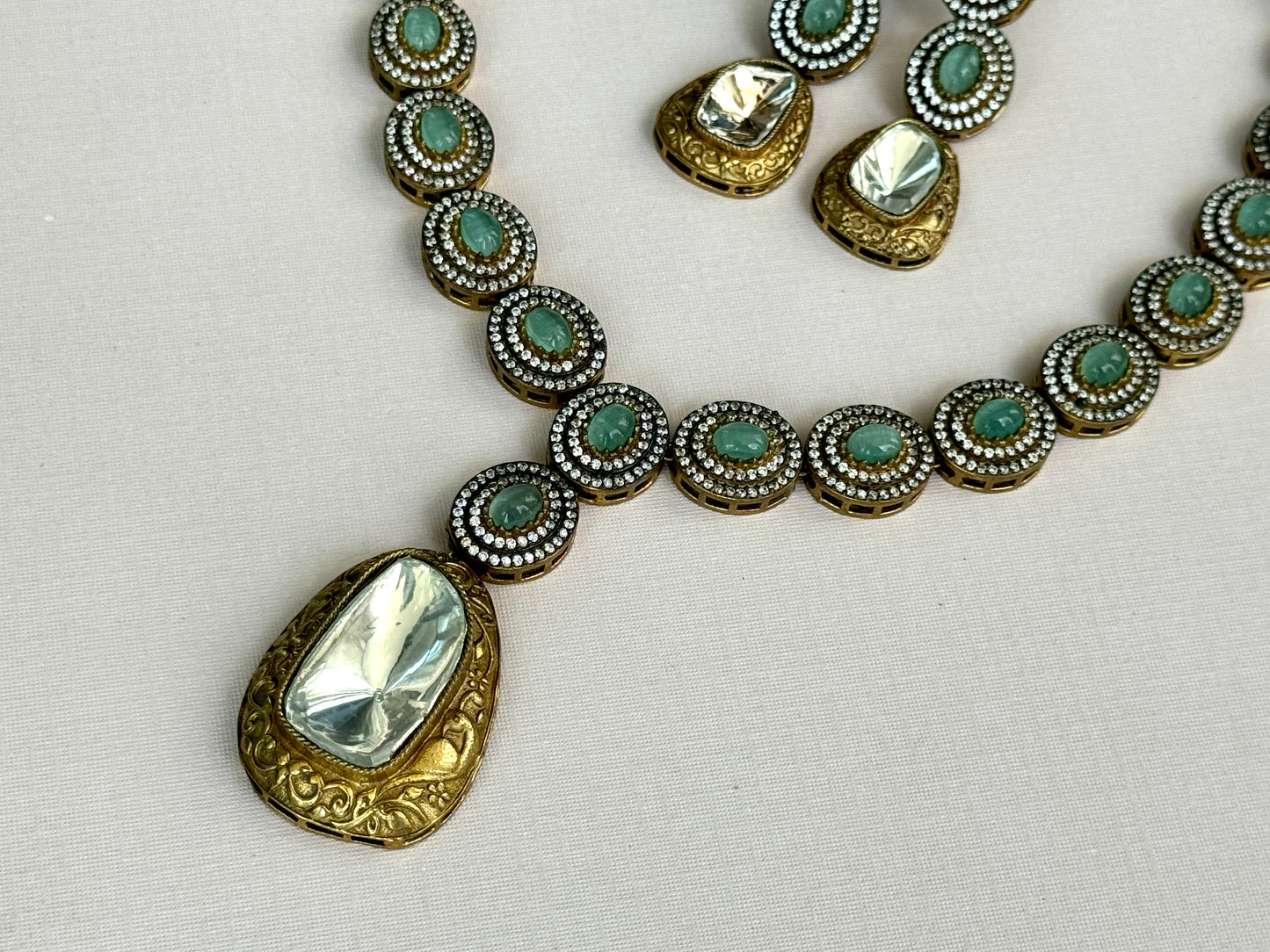 Mint green and gold Long Set- Radiance