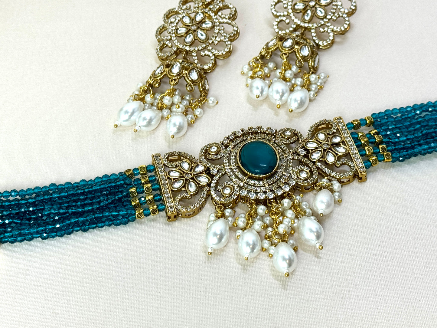 Teal Kundan Choker- Radiance