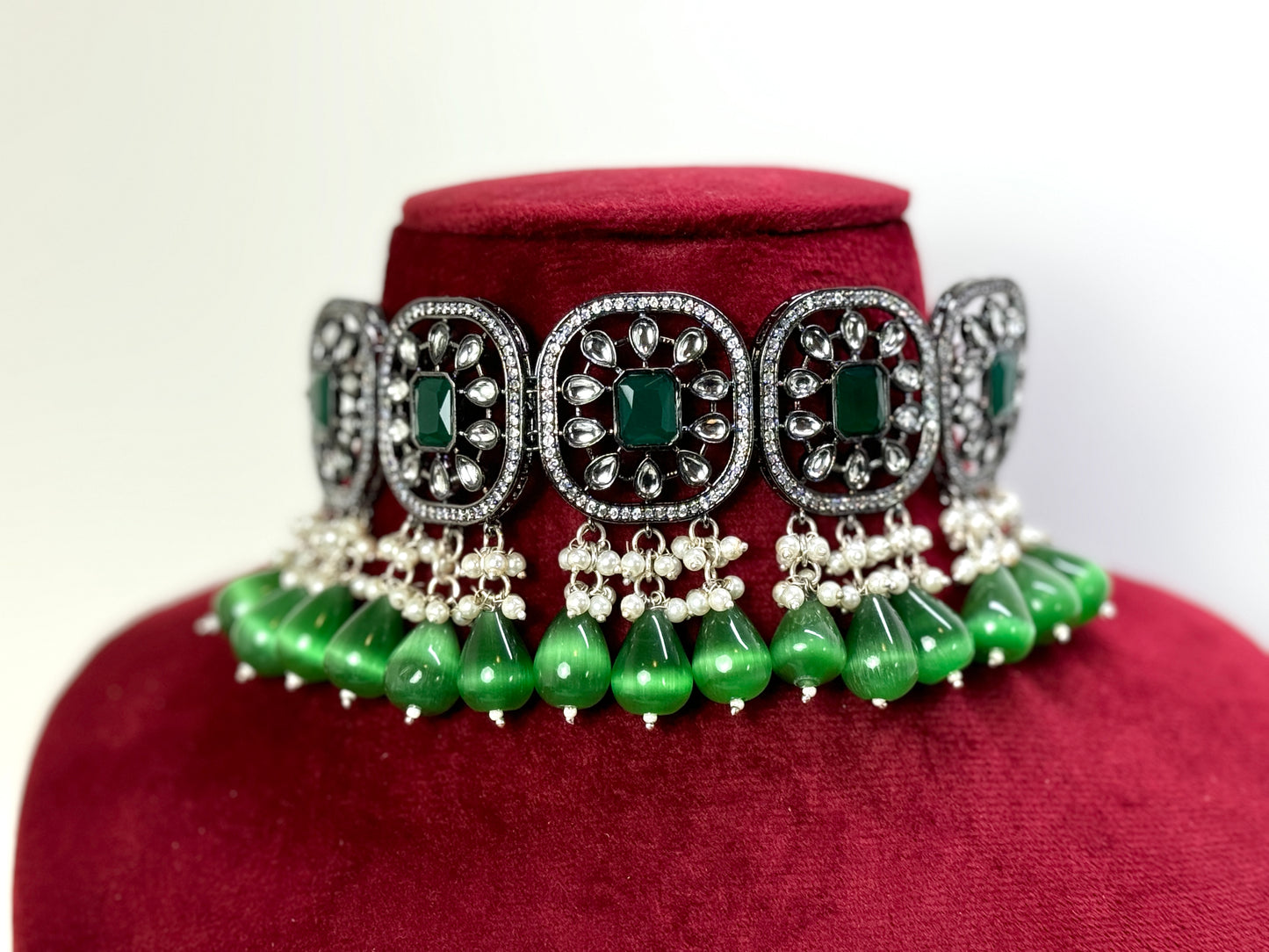 Emerald Green Oxidized Set- Radiance