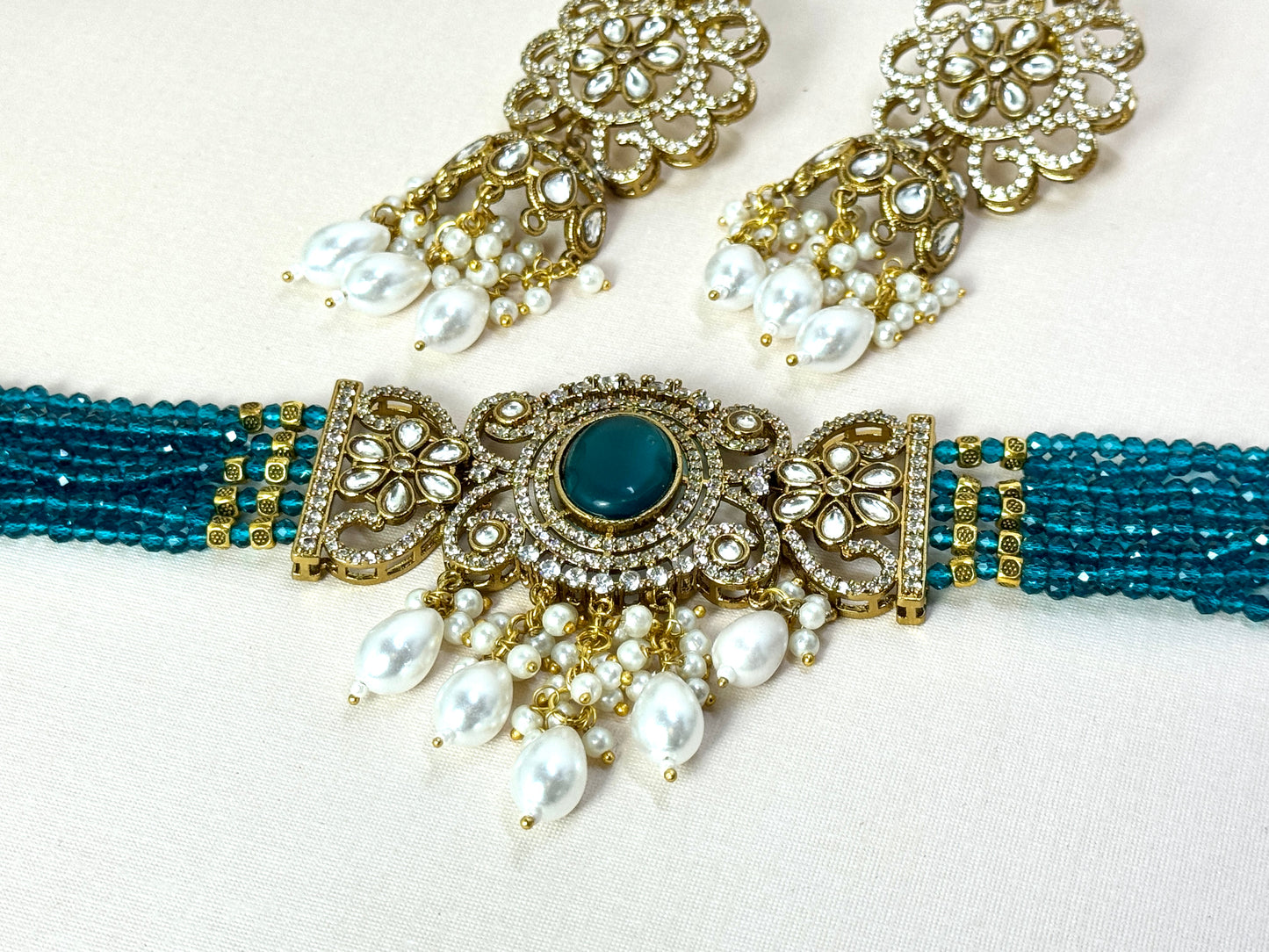 Teal Kundan Choker- Radiance