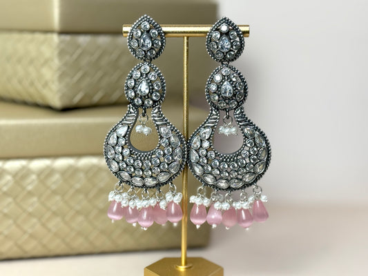 Pink Rhinestone Earrings- Lux