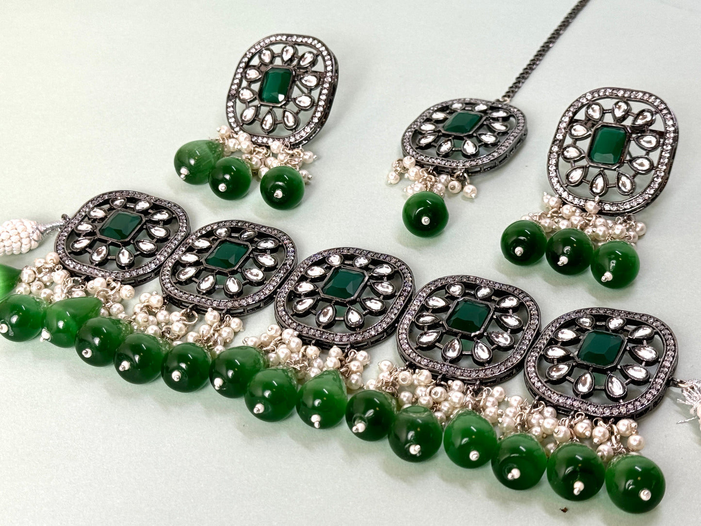 Emerald Green Oxidized Set- Radiance