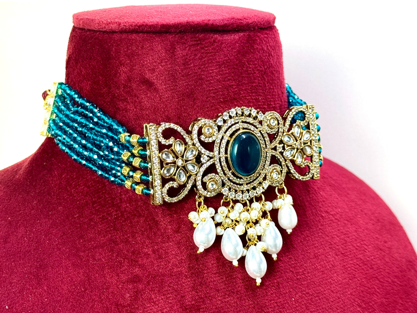 Teal Kundan Choker- Radiance