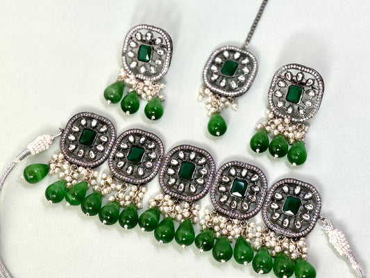 Emerald Green Oxidized Set- Radiance