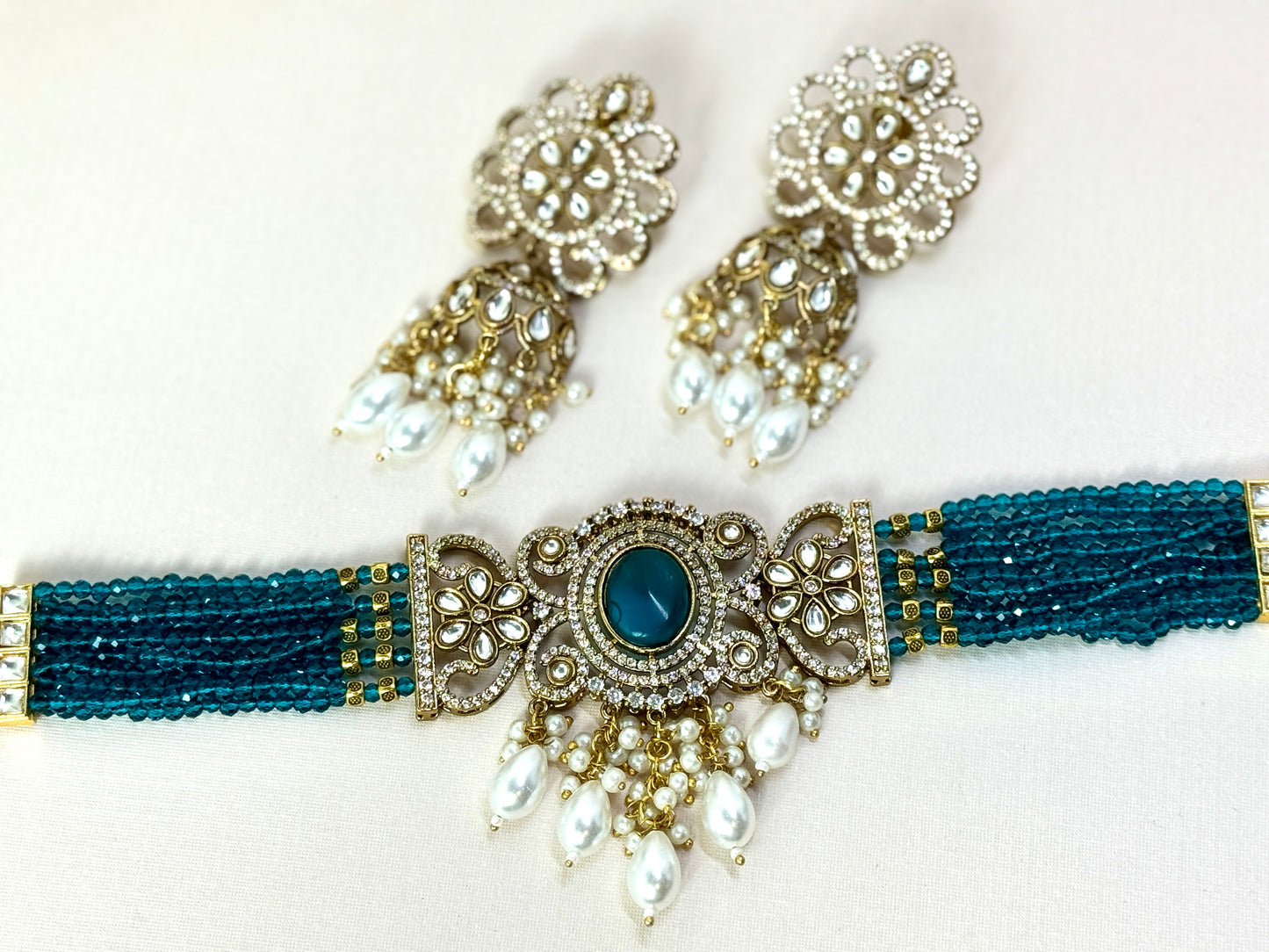 Teal Kundan Choker- Radiance