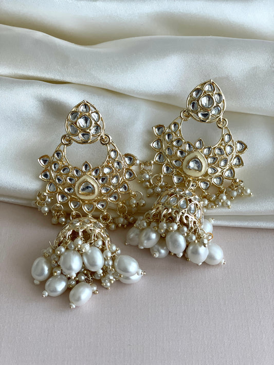 Gold Kundan Jhumkas