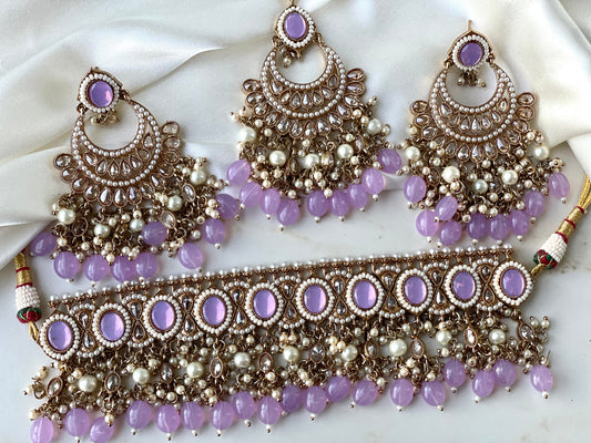The Noor Choker Set in Lavender: Elegance and Grace