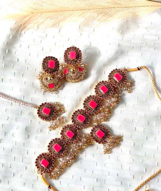 Peach and Bronze Choker Set