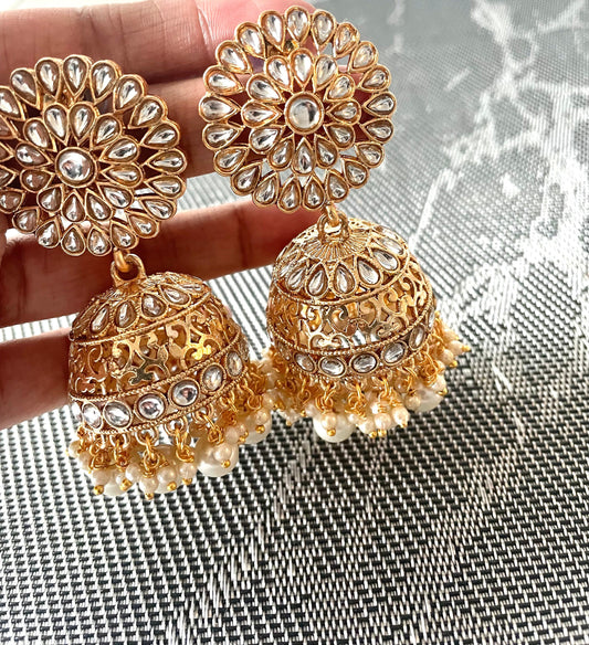 Elegant Large Gold Jhumkas