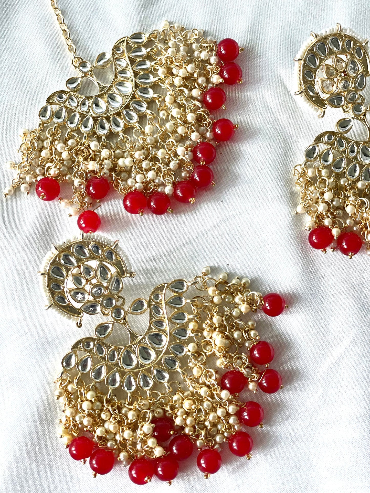 Red and Gold Tikka and Earrings