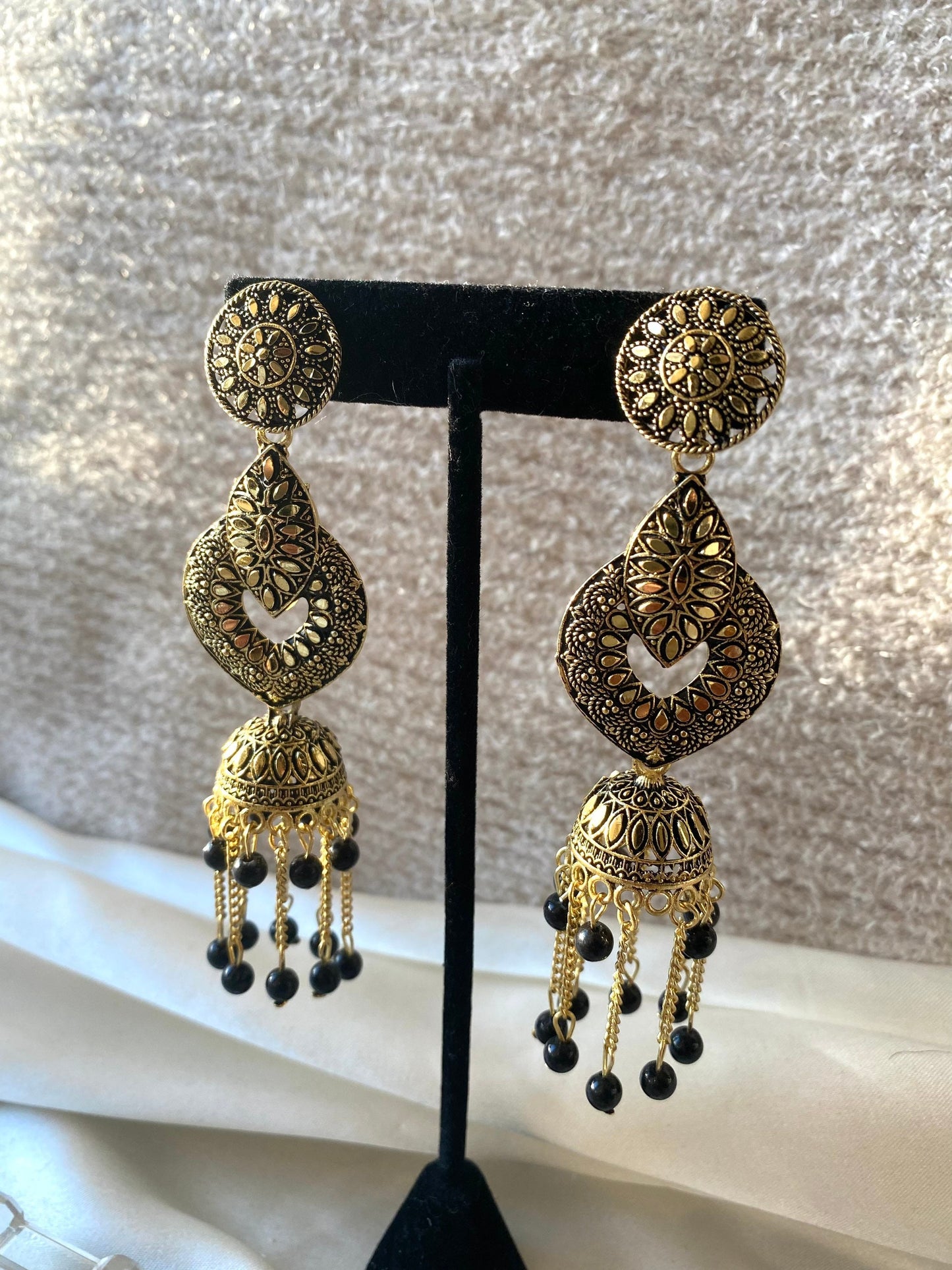 Light Weight Indian Earrings Oxidized Jhumkas