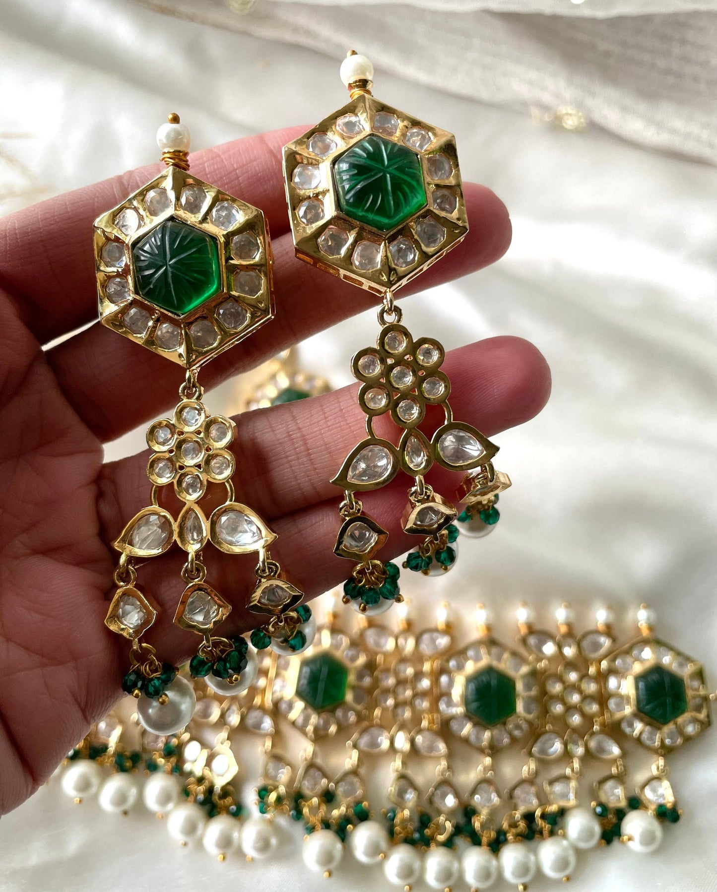 Emerald Green Paachi Kundan Choker Set