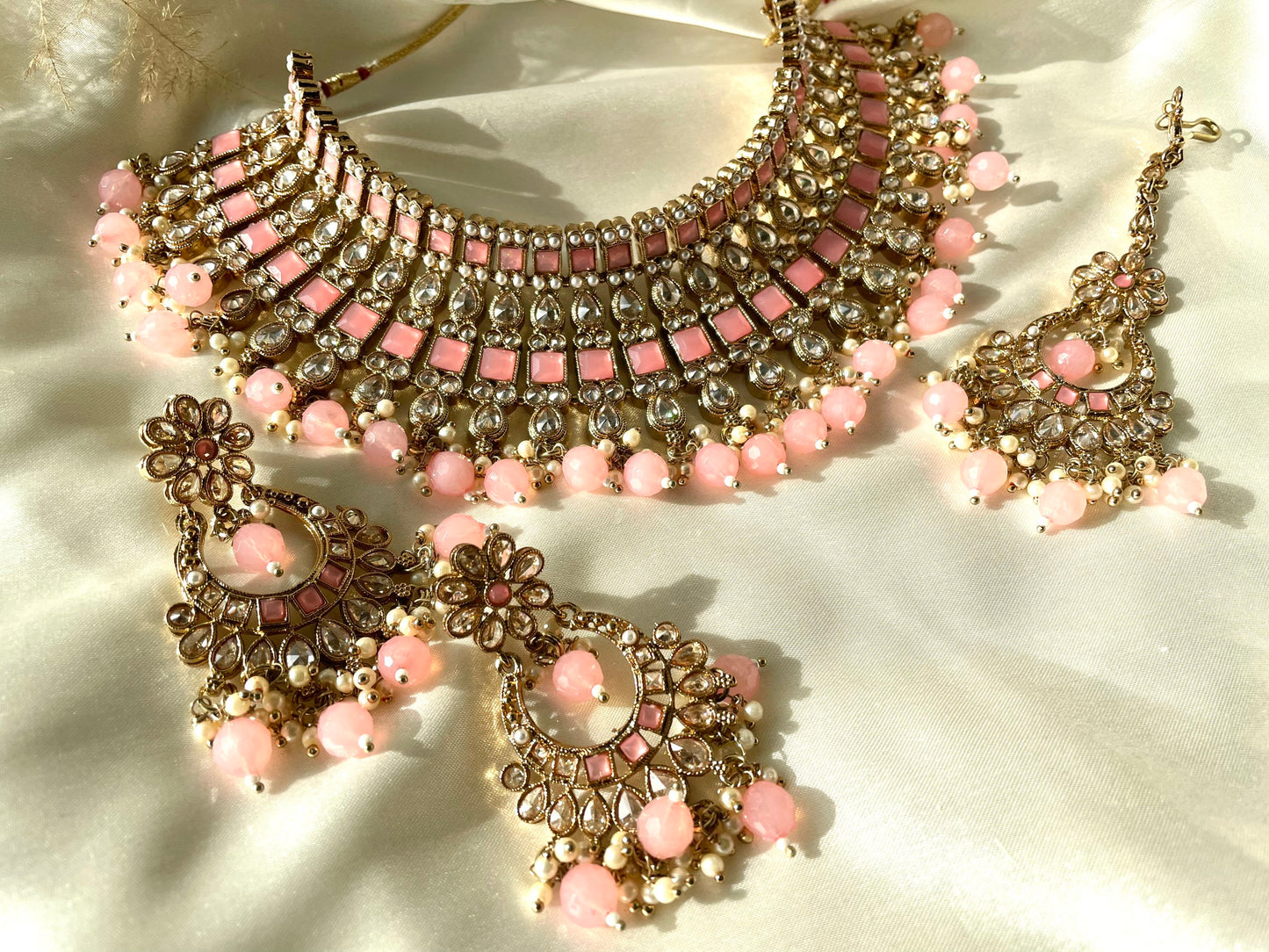Pink Polki Necklace Set