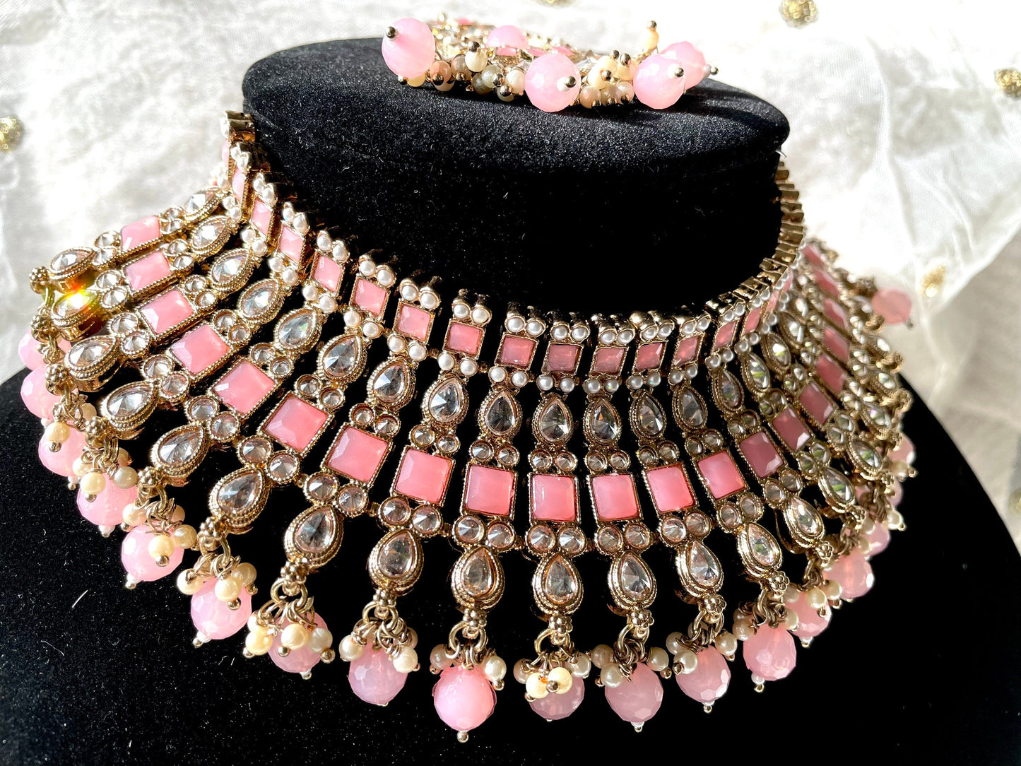 Pink Polki Necklace Set