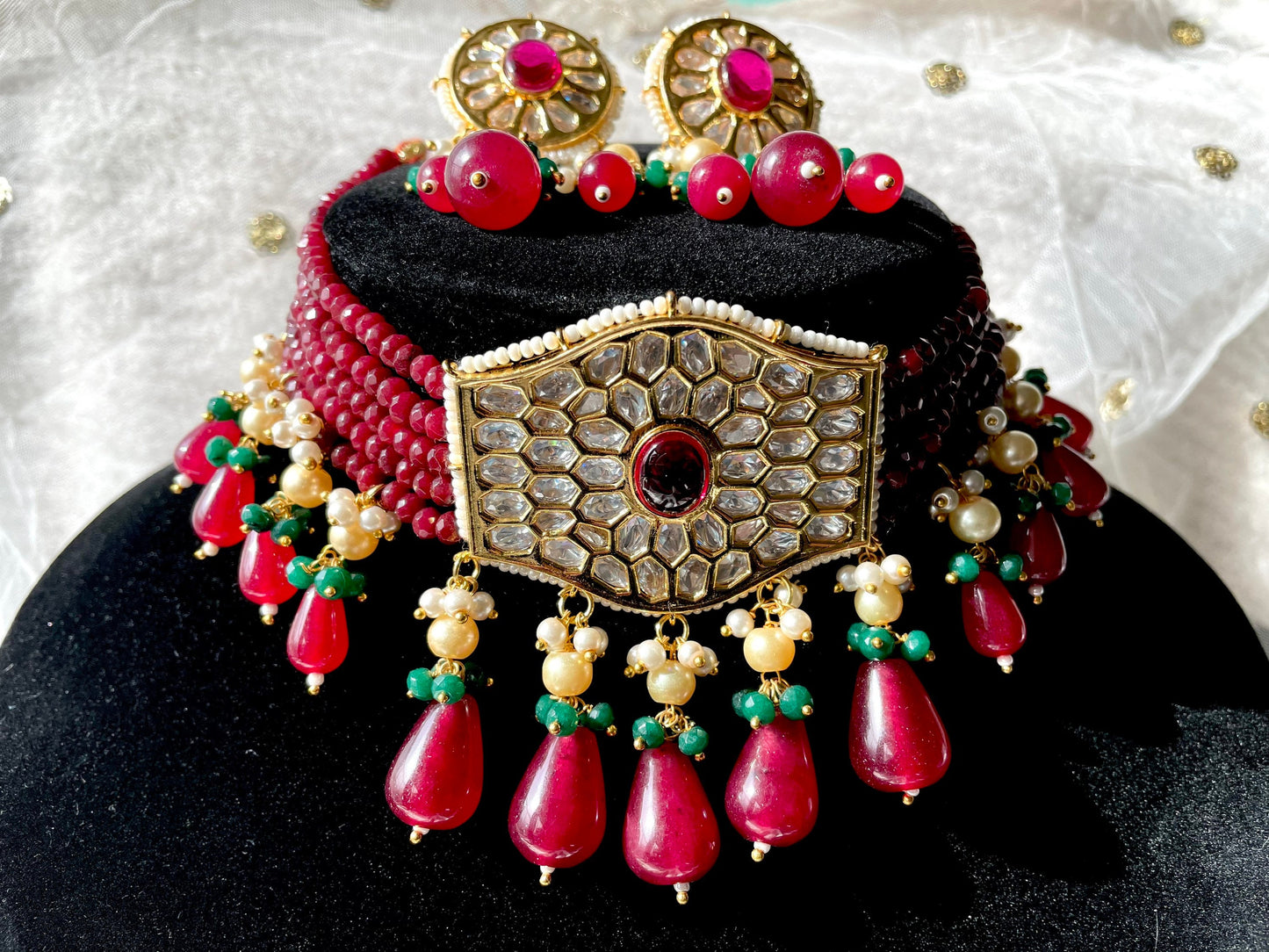 Maroon Paachi Kundan