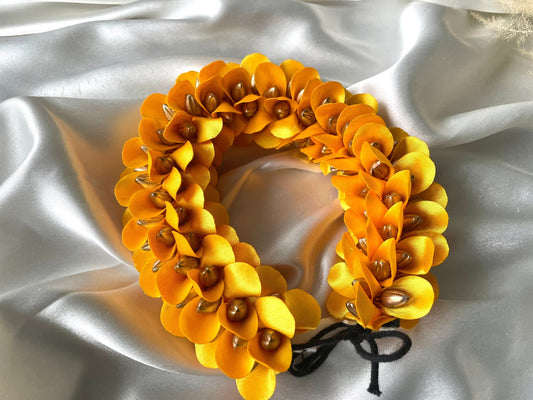Artificial Yellow Gold Gajra: Traditional Indian Hair Ornament