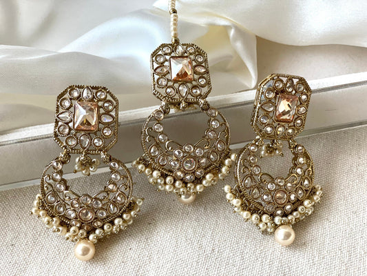 Gold Tikka and Earrings Set
