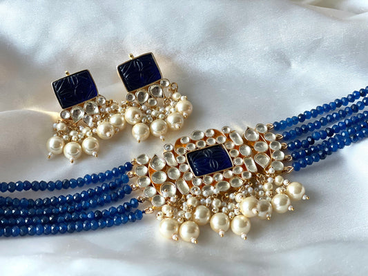 Royal Blue Paachi Kundan