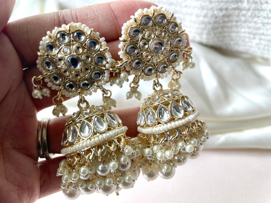 An elegant white jhumkas