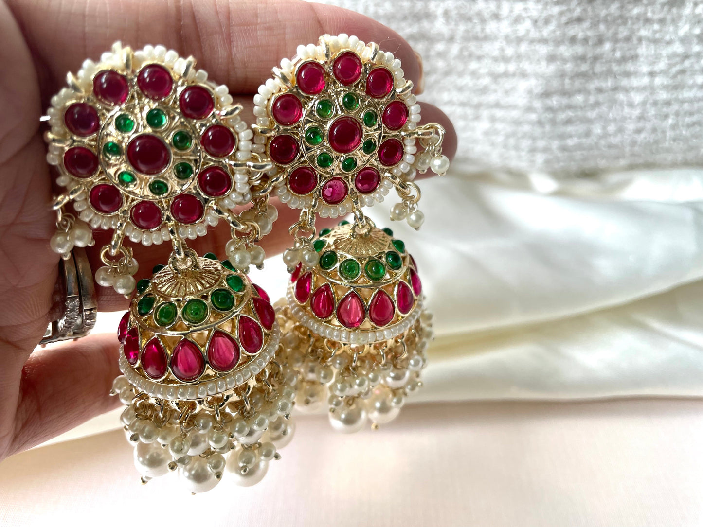 Red and Green Jhumkas