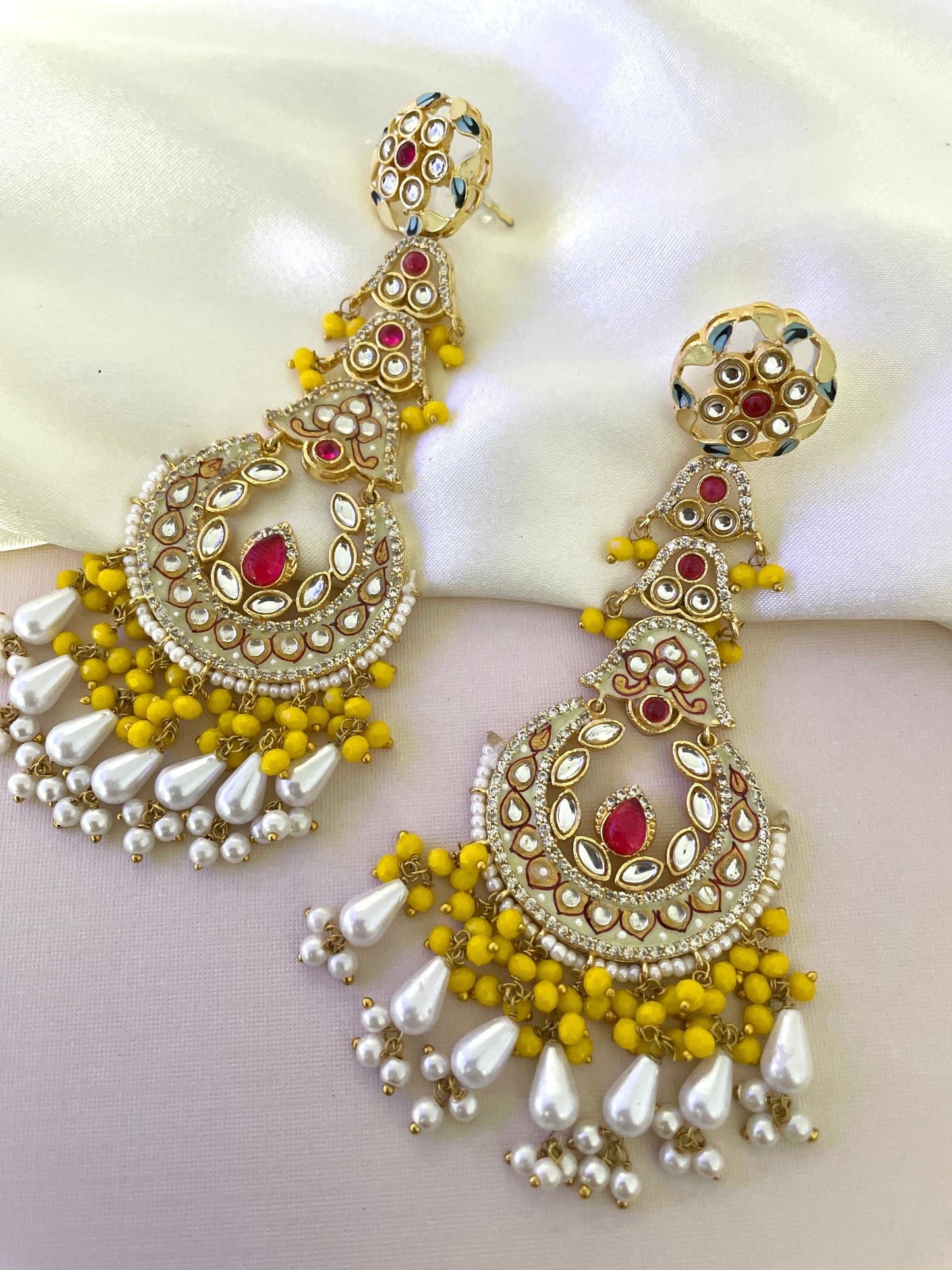 Elegant yellow moon-shaped earrings