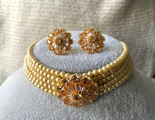 Gold Pearl Choker Set