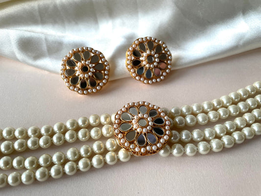 Pearl Mirror Choker Set