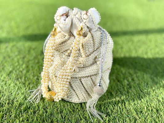 White Pearl Potli Bag